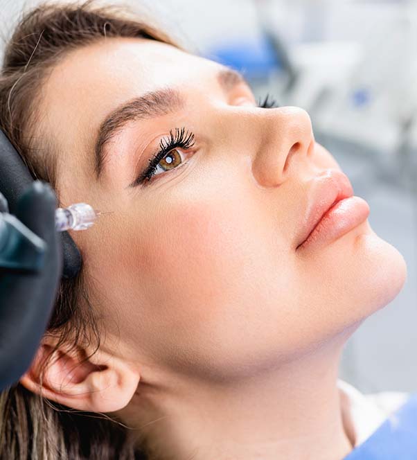 Close up of a woman getting Botox injections
